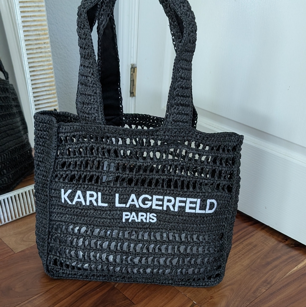 Karl Lagerfeld Paris Large Embroidered Logo Woven Tote Nwt ❤️